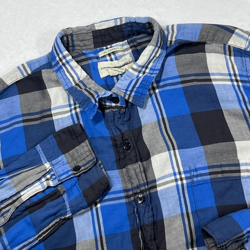 Denim & Supply Ralph Lauren RL Tomboy Plaid Shirt Blue Black White Womens XL
